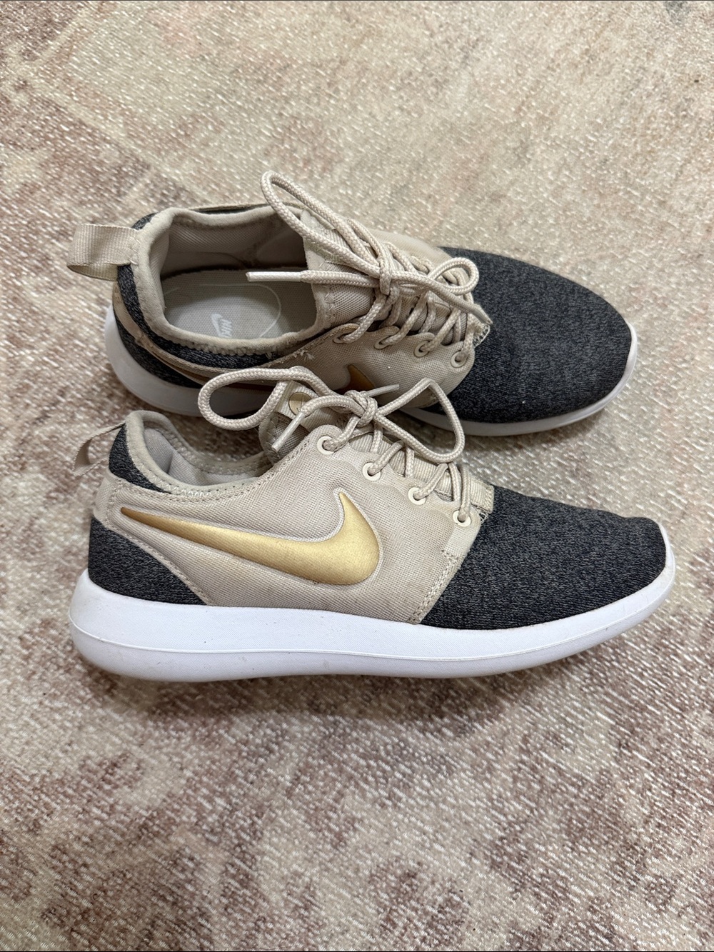 Nike Women’s Sneakers in Beige, Charcoal & Gold